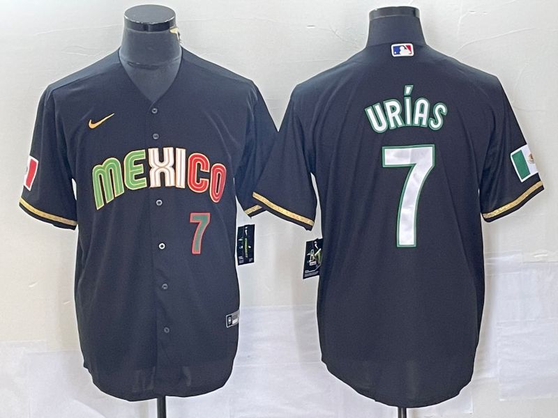 Men 2023 World Cub Mexico 7 Urias Black Nike MLB Jersey style 91820